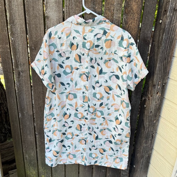 Rachel Zoe 100% Linen Floral Full Button Down Shirt Dress in Sz XL - Picture 2 of 11